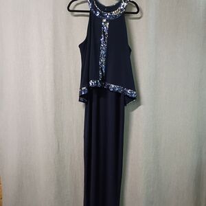 Onyx Nite Navy Sequin Maxi Dress